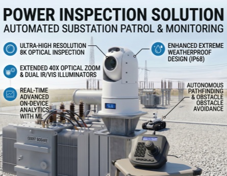 كاميرا PTZ شديدة التحمل من طراز CAHC-B300 من شركة Winsafe تُشغّل روبوتات دوريات شبكة الطاقة من الجيل التالي